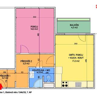 Pronájem bytu 2+kk 49 m² Strakonice, Obránců míru