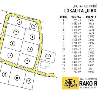Prodej stavební parcely 1422 m&sup2; Lhota pod Hořičkami