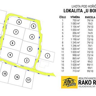 Prodej stavební parcely 1422 m&sup2; Lhota pod Hořičkami