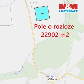 Prodej zemědělské půdy 22902 m&sup2; Velečín