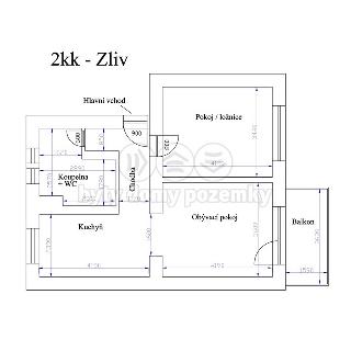 Prodej bytu 2+kk 51 m² Zliv, Lidická