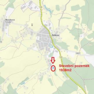 Prodej stavební parcely 1938 m&sup2; Zdíkov