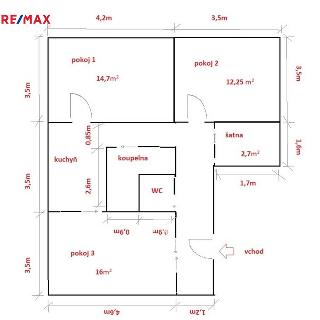 Pronájem bytu 3+1 74 m² Třebíč, Fr. Hrubína