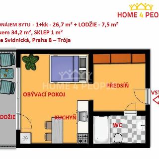 Pronájem bytu 1+kk a garsoniéry 34 m² Praha, Svídnická