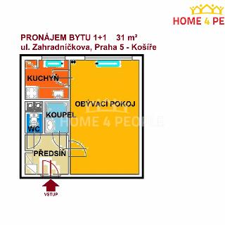 Pronájem bytu 1+1 31 m² Praha, Zahradníčkova