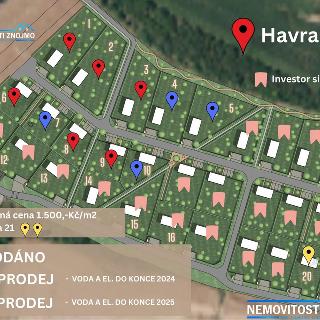 Prodej stavební parcely 1 008 m² Havraníky