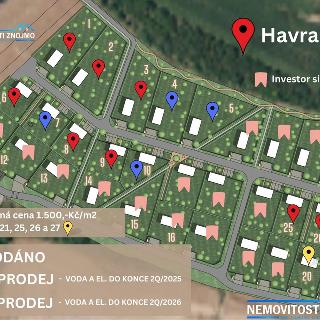 Prodej stavební parcely 1060 m² Havraníky