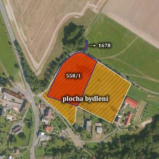 Prodej stavební parcely 6 990 m² Vrchy