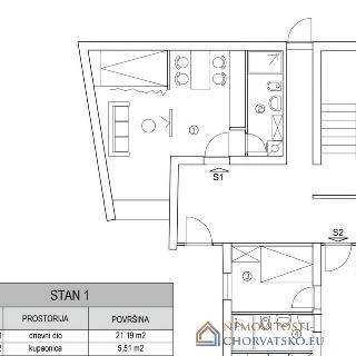 Prodej bytu 1+kk a garsoniéry 28 m² v Chorvatsku