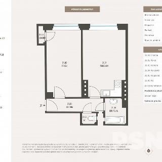 Prodej bytu 2+kk 44 m² Praha, Hanusova