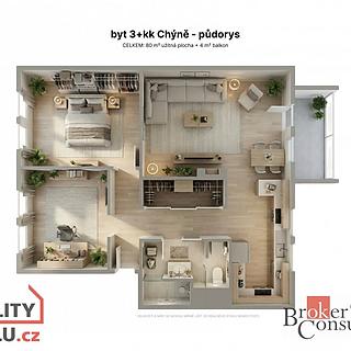 Prodej bytu 3+kk 79 m&sup2; Chýně