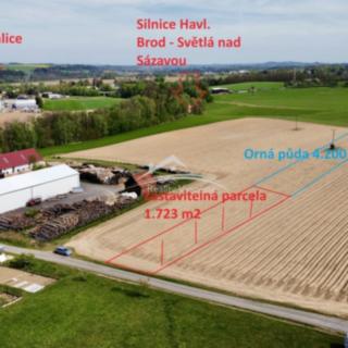 Prodej komerčního pozemku 1 723 m² Okrouhlice Babice