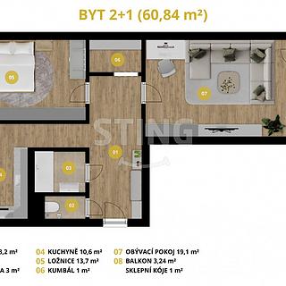Prodej bytu 2+1 60 m² Ostrava Poruba, Otakara Jeremiáše