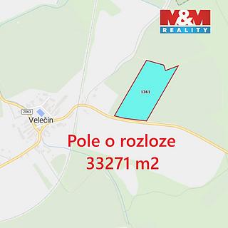 Prodej zemědělské půdy 33271 m&sup2; Velečín