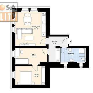 Pronájem bytu 2+1 73 m² Žatec, Nerudovo náměstí