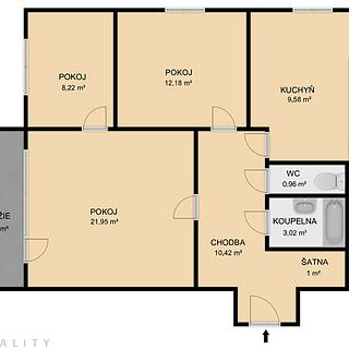 Prodej bytu 3+1 66 m² Plzeň Bolevec, Sokolovská