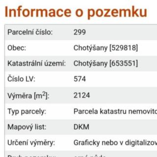 Prodej stavební parcely 2 124 m² Chotýšany