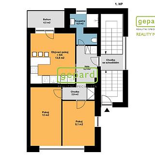 Pronájem bytu 3+kk 48 m² Brno