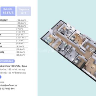 Pronájem bytu 5+1 a více 156 m² Brno