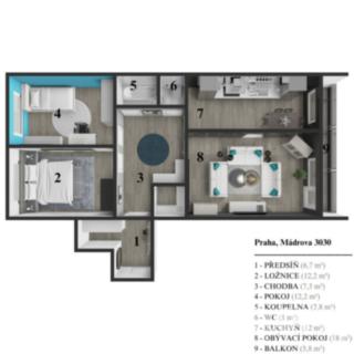 Prodej bytu 3+1 81 m² Praha Modřany, Mádrova