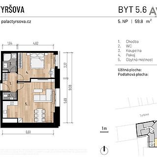 Pronájem bytu 2+kk 57 m&sup2; Benešov
