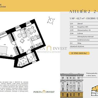 Prodej bytu 2+kk 63 m² Praha